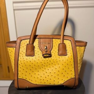 London Fog Mustard and Tan Satchel